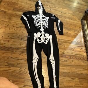 TIPSY ELVES ONE PIECE ZIP‎ UP MASK SKELETON JUMPSUIT Unisex Size XL HALLOWEEN